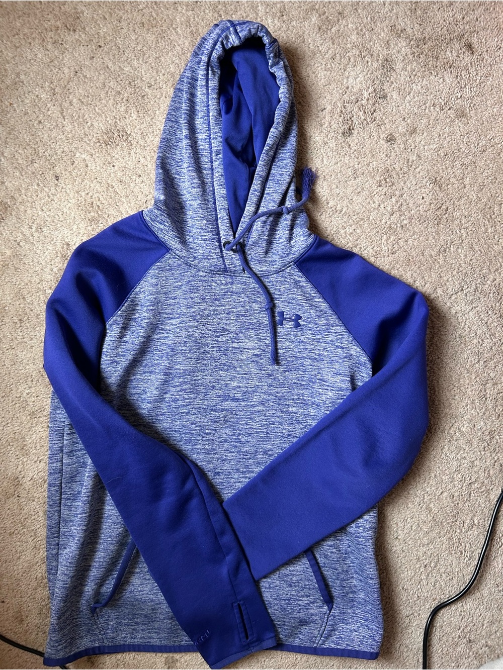 Under Armour Heather Blue Pullover Hoodie with Royal Blue Sleeves